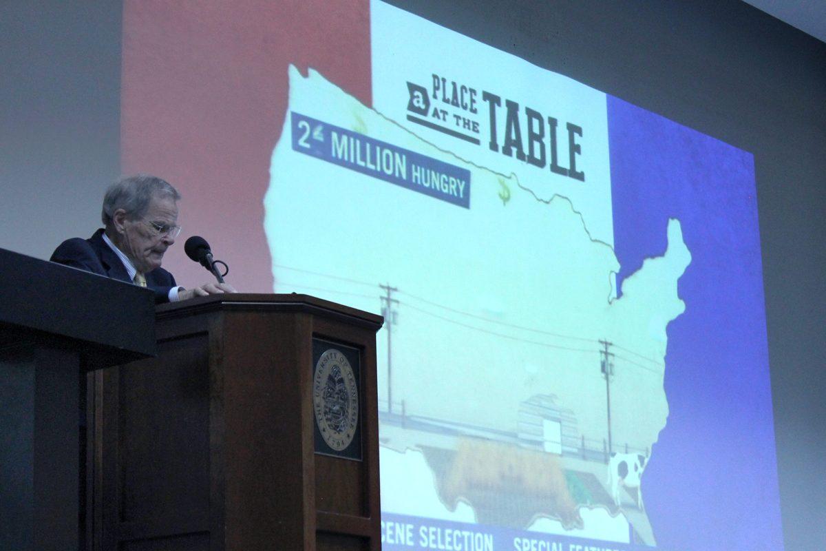Bill Williams introduces "A Place at the Table," on Sept. 21. The documentary addresses hunger and food insecurity in the U.S.