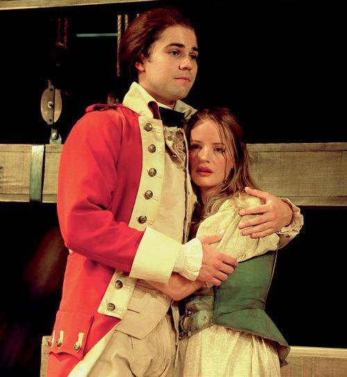 Cory O'Brien-Pniewski, left, and Cynthia Anne Roser perform in a new upcoming play, "Our Country's Good." The performance will run Oct. 3-22 at the Carousel Theater.