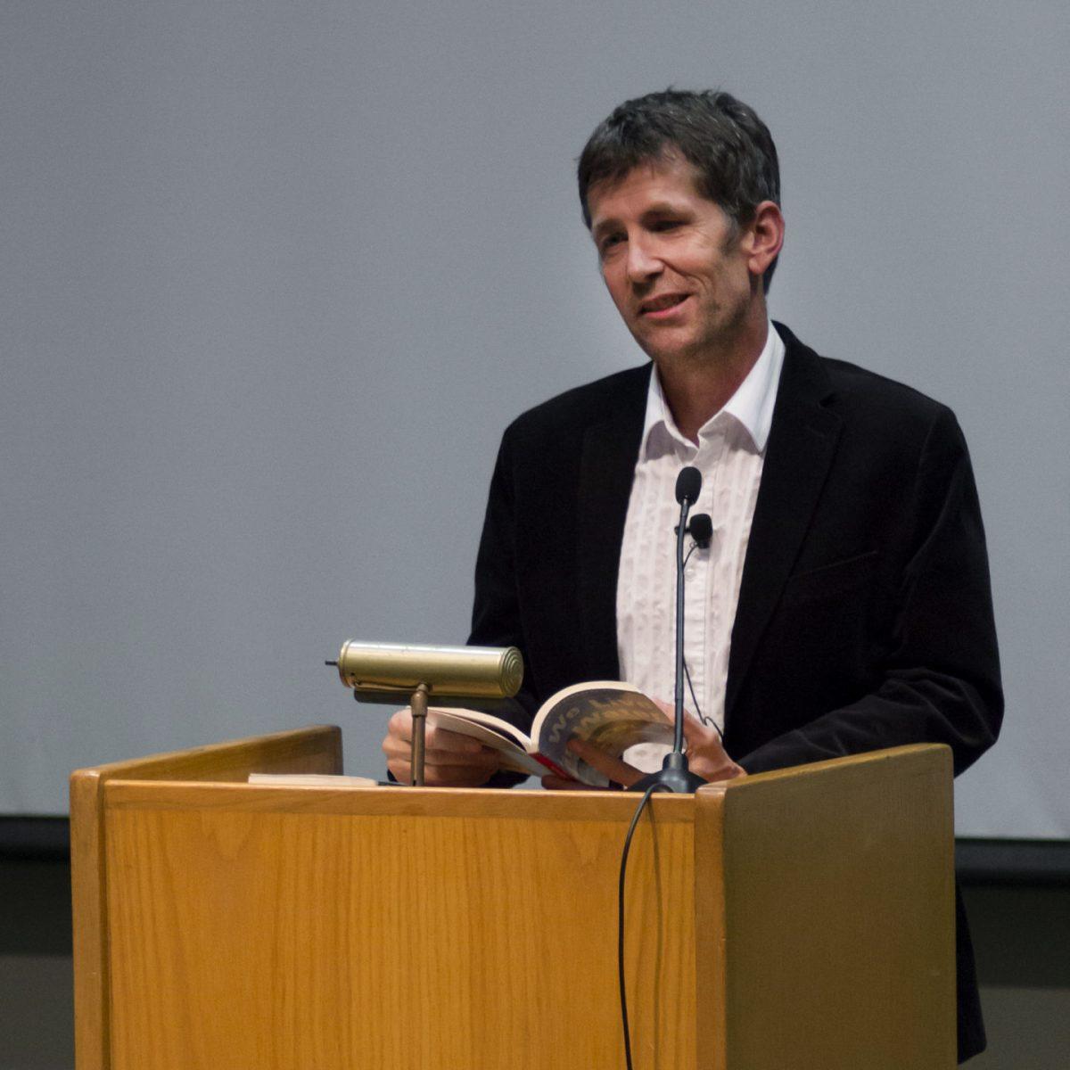 Jess Walters offers life advice and a sampling of his literature during Writers in the Library on Oct. 7.