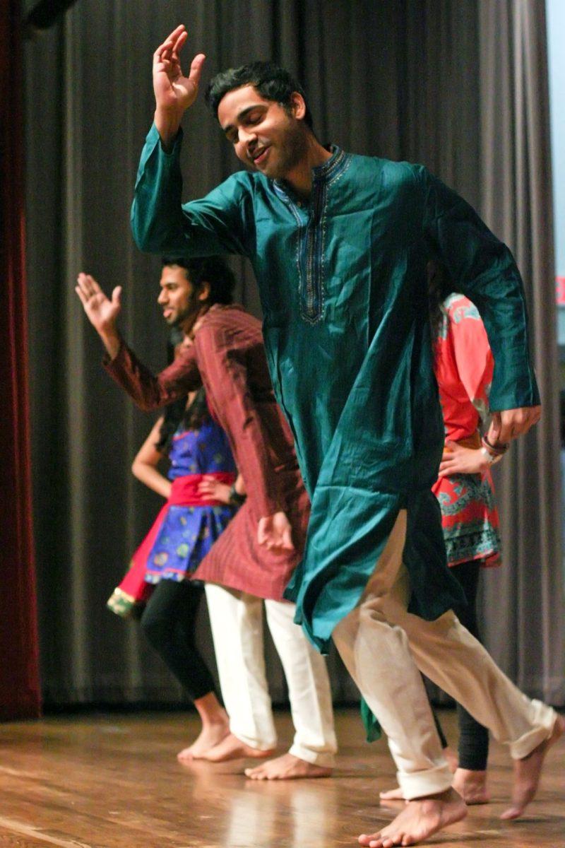 Dancers participate in a Bollywood performance during the Diwali festival at the UC on Sunday.
