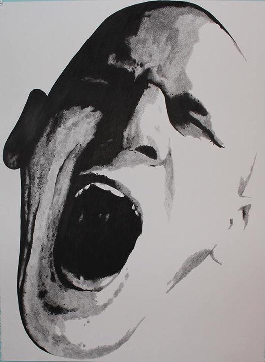 "Letting Go" is a graphite pointillism drawing. Inklebarger created the piece by using only dots of graphite pencil.