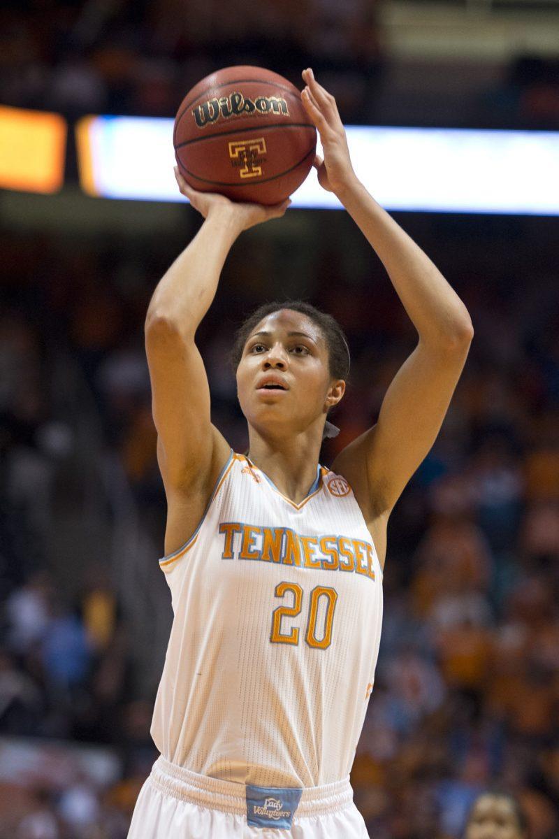 Junior Isabelle Harrison prepares to shoot a free throw during an SEC matchup against the LSU Tigers on Jan. 2 at Thompson-Boling Arena.