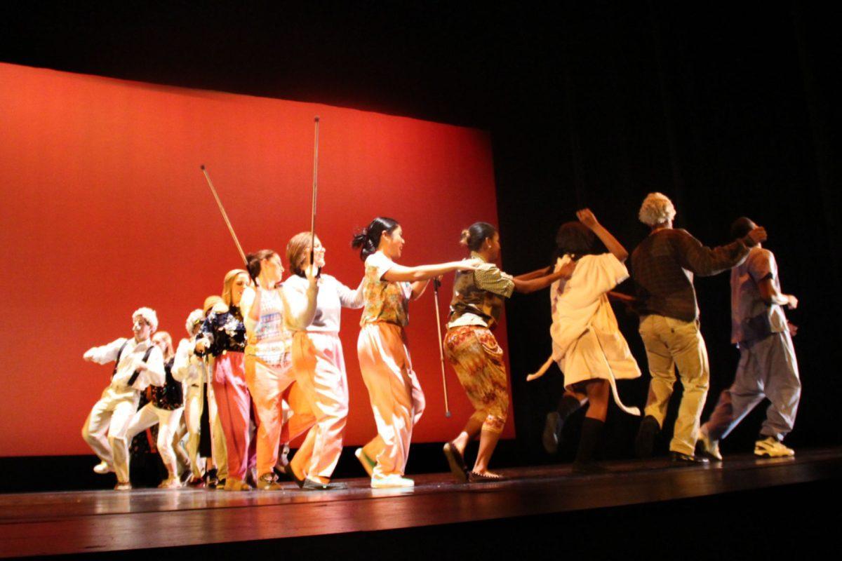 Dancers entertain the audience dressed as residents in a nursing home with their canes and old attire as part of the piece "When the Cat's Away" for the BOSS Dance Company's Spring Showcase at the Clarence Brown Theatre on Friday, Jan. 17.