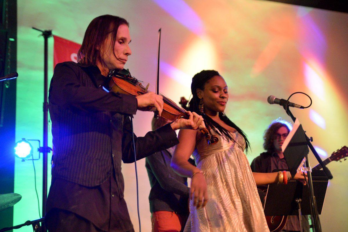 Christian Lange, left, performs with special guest Yasameen Hoffman-Shahin on Jan. 25 at the Relix Theatre.