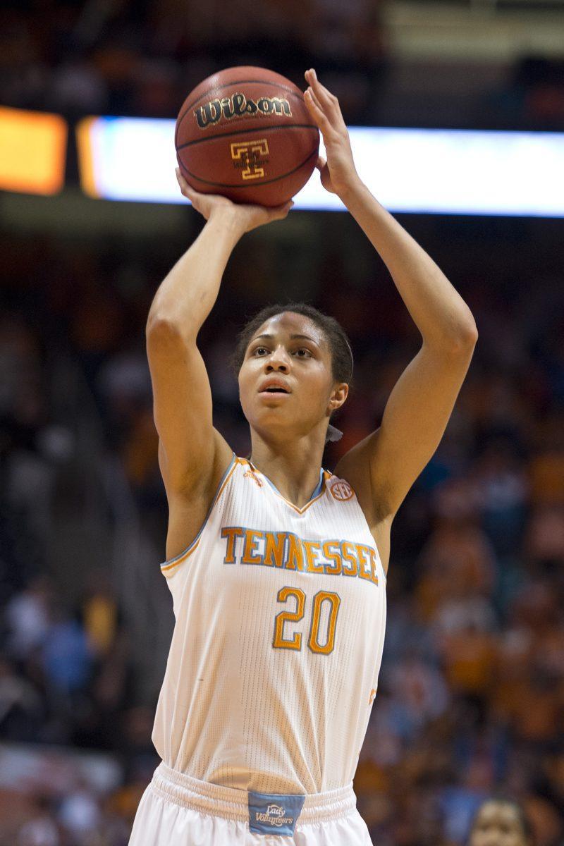 Junior Isabelle Harrison prepares to shoot a free throw during an SEC matchup against the LSU Tigers on Jan. 2 at Thompson-Boling Arena.