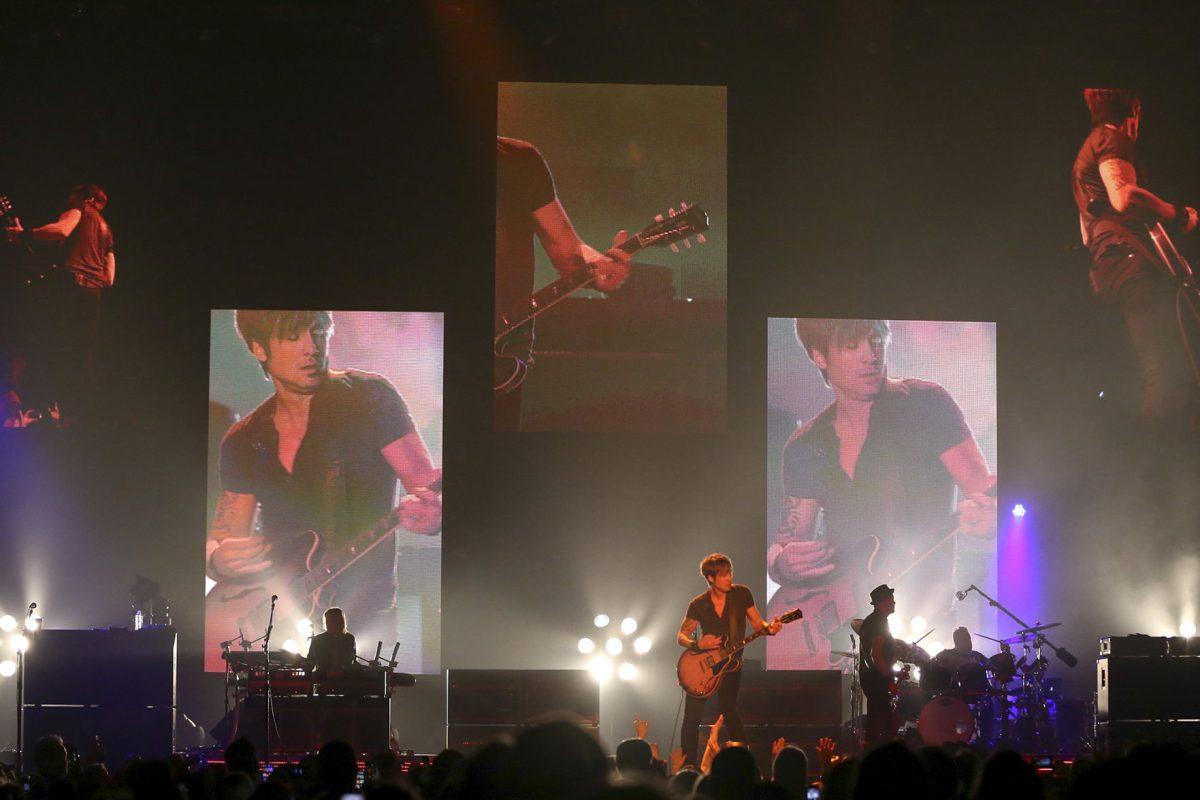 Country artist Keith Urban performs his song "Sweet Thing" as part of the "Light the Fuse Tour" at Thompson-Boling Arena on Friday.