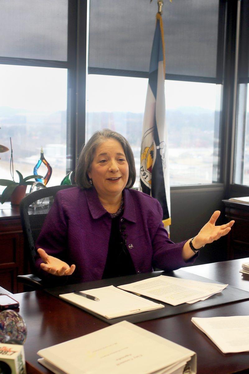 Knoxville Mayor Madeline Rogero speaks to the media on Tuesday about what she saw and heard on her visit to Turkey last week. Rogero was invited to visit the country to discuss the importance of female participation in politics.