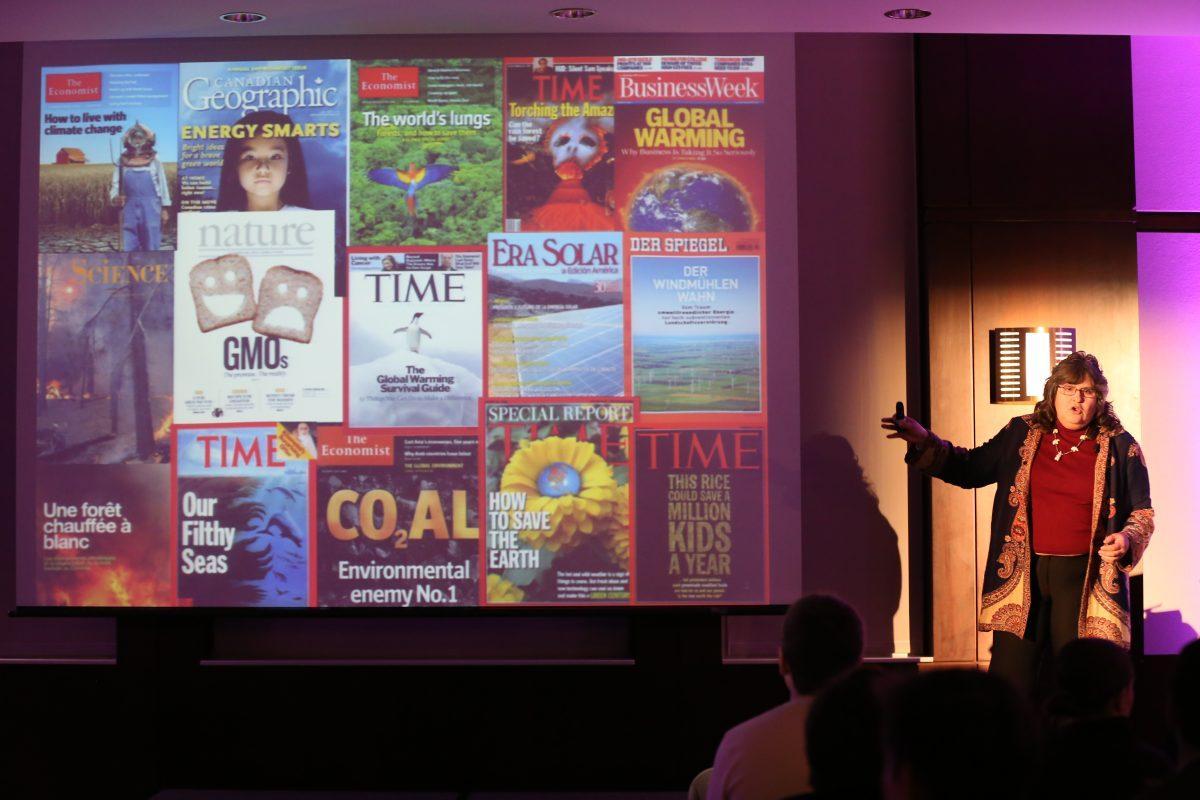 UT professor Suzie Allard, Ph.D., speaks to the audience in a talk entitled "The ABCs of Science Data," in the Toyota Auditorium on Saturday, Feb. 22, as a part of the TEDxUTK Conference.