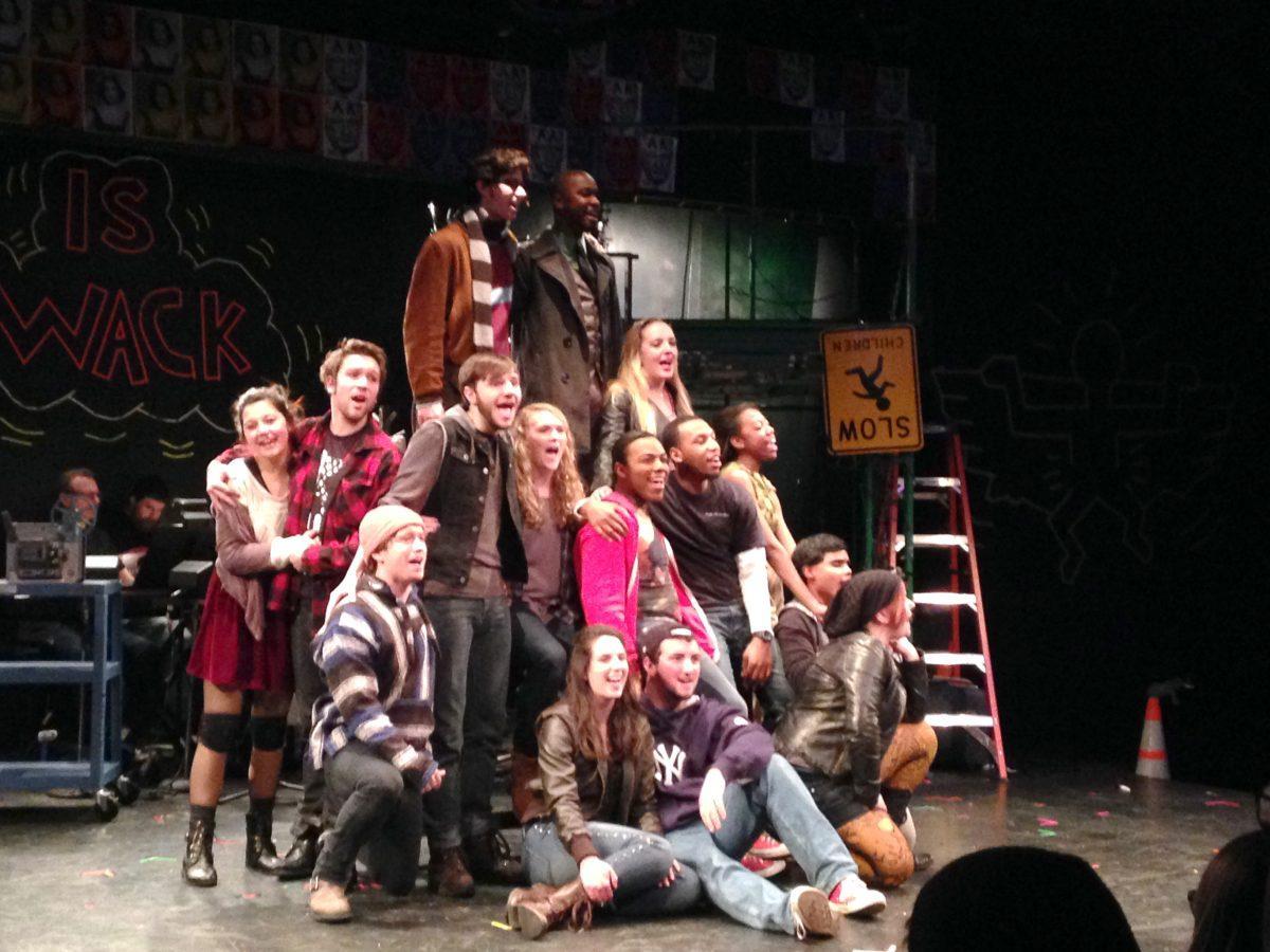The cast of "Rent" performs the final number of the show on Thursday, Jan. 30, at the Clarence Brown Lab Theatre.