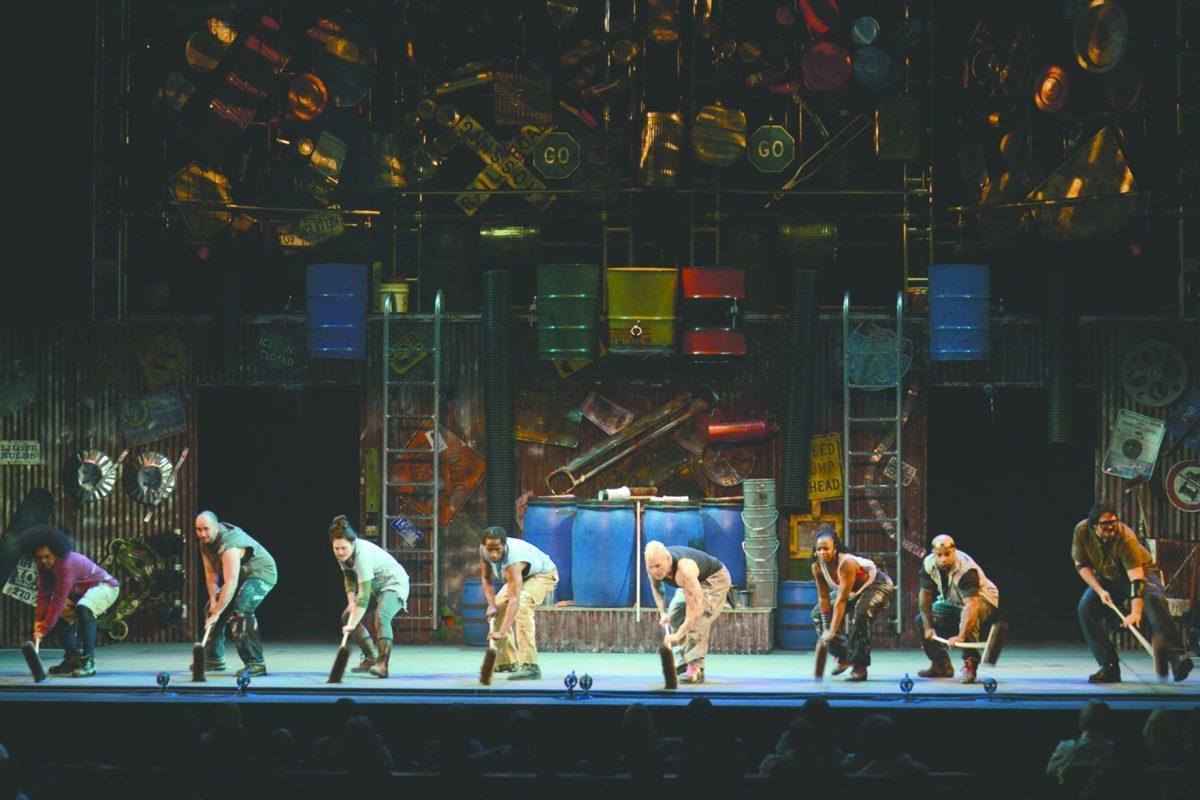 The cast of STOMP performs at the Tennessee Theatre on Friday.