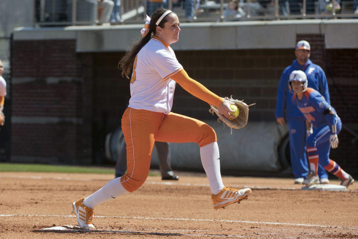 Ellen Renfroe delivers a pitch during the Lady Vols' 5-2 win over Florida on Sunday at Sherri Parker Lee Stadium.