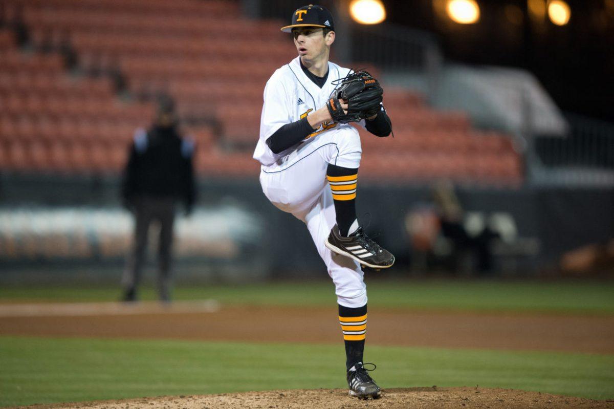 Sophomore pitcher Andy Cox delivers a pitch during the Vols' 10-2 win over La Salle at Lindsey Nelson Stadium on March 4. UT travels to Murfreesboro, Tenn., tonight to take on MTSU at 7 p.m. EST.