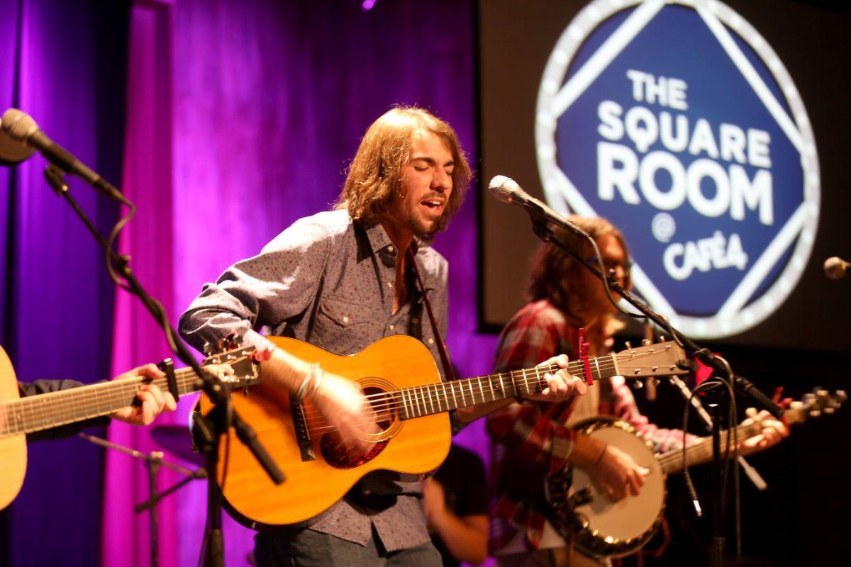 Sam Tayloe, lead vocalist and guitarist for Time Sawyer, sings a line while opening for Cereus Bright at The Square Room on Friday.