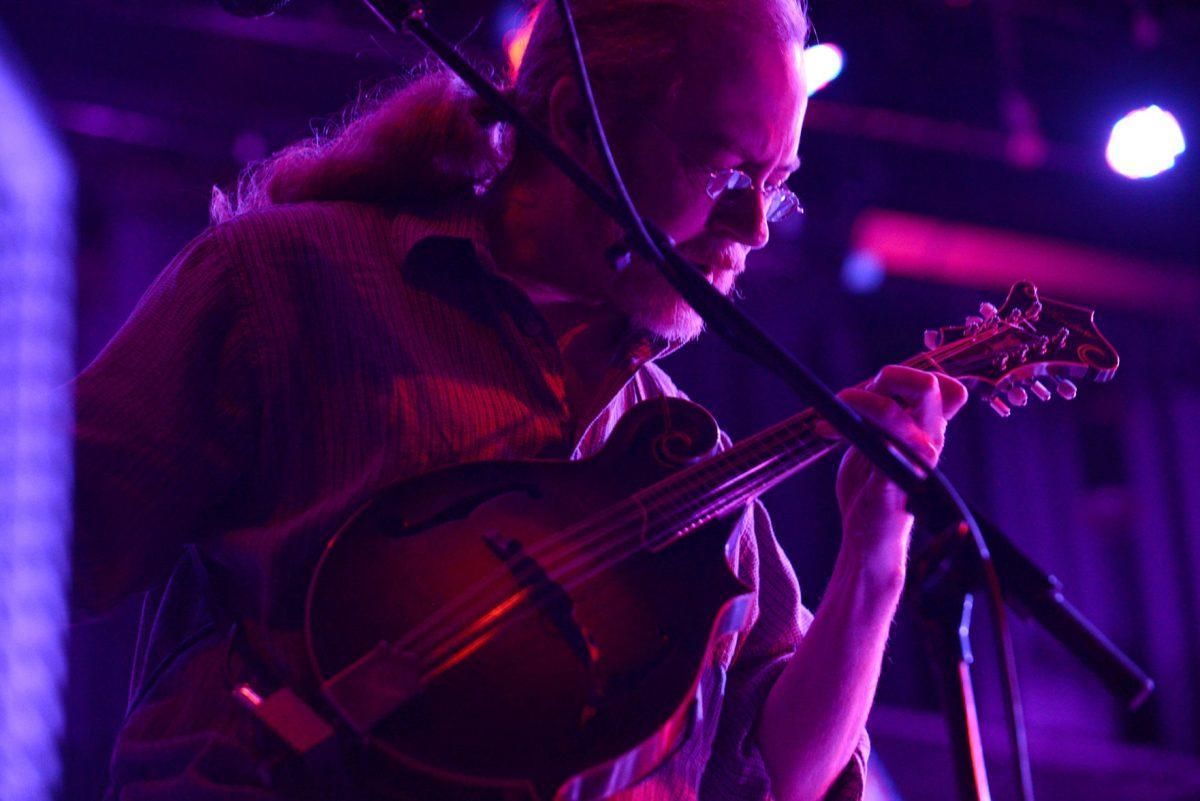 John Skehan intimately plays the mandolin with Railroad Earth at the Bijou Theatre on Wednesday.