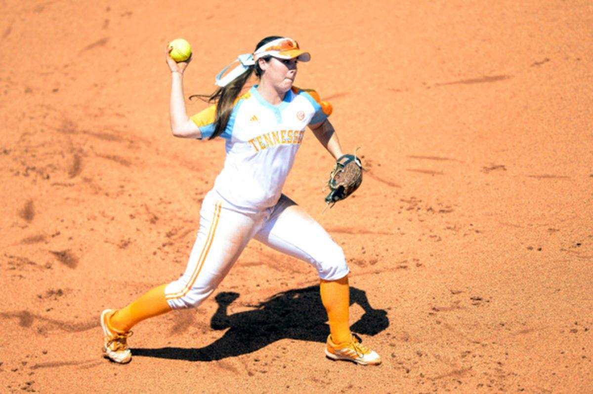 Sophomore third baseman Alley Perkins fields a ball in the Lady Vols' 11-7 loss to the Mississippi State Bulldogs in Sheri Lee Parker Stadium on Sunday.