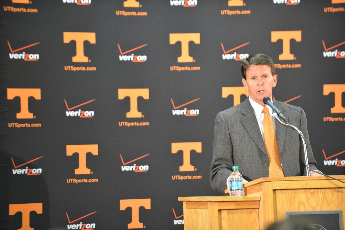 Tennessee Athletic Director Dave Hart addresses the media Tuesday afternoon in a press conference that confirmed the resignation of former UT men's basketball coach Cuonzo Martin.