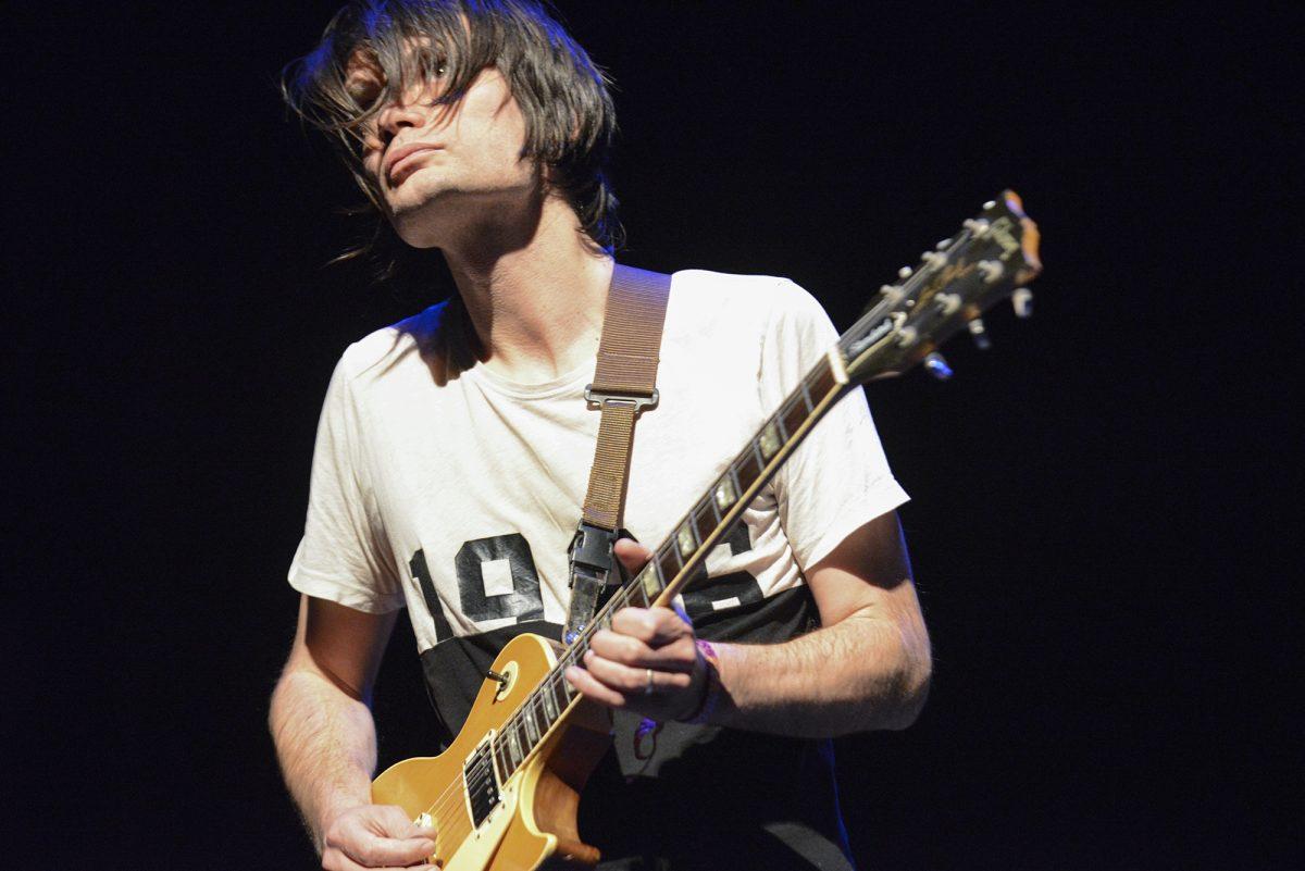 Jonny Greenwood performs "Electric Counterpoint," a minimalist composition written by composer Steve Reich, at the Tennessee Theatre on Saturday.