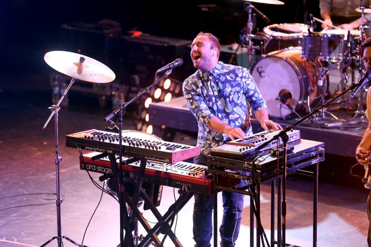 Local Natives' Kelcey Ayer (vocalist and keyboardist) bellows to the audience in the Bijou Theatre on Friday.