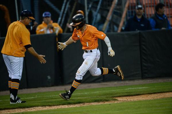 Will Maddox rounds third base following his home run in the Vols' 8-5 loss to Alabama on Friday at Lindsey Nelson Stadium.
