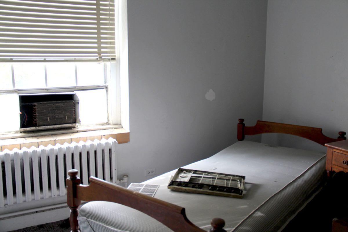 Much of the furniture inside Strong Hall was left inside the building, despite the buildings closing in 2011.