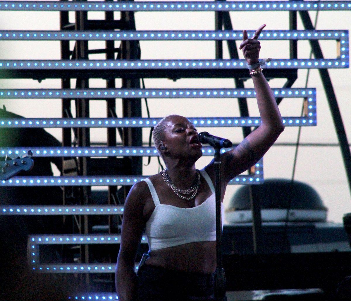 Fitz and the Tantrums singer and percussionist, Noelle Scaggs, performed on the Palladia Stage at the Hangout Music Festival on Satuday, May 17.