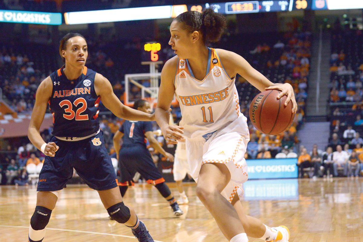 Tennessee forward Cierra Burdick goes for the basket during the Lady Vols' 93-63 victory over the Auburn Tigers on Feb. 20 at Thompson-Boling Arena. Burdick has won four international gold medals while playing basketball overseas this summer.