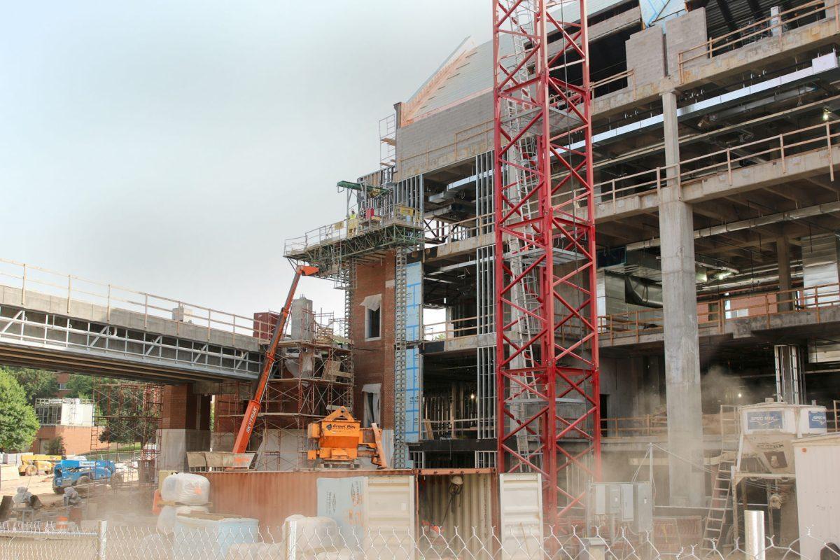 Construction continues on the new pedestrian bridge, set to open in August. The last bridge was demolished spring 2012.