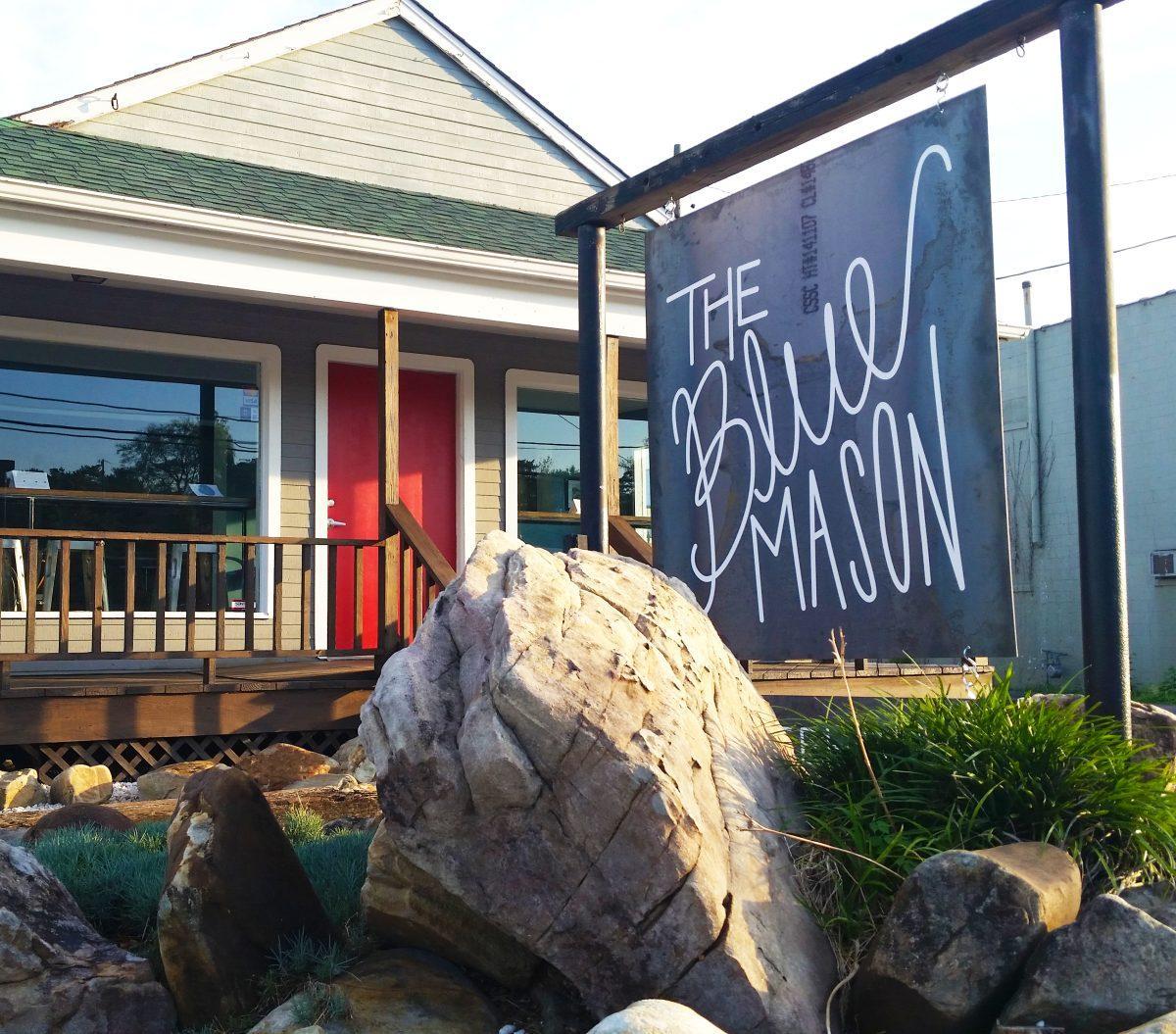 The outside of the new coffeehouse The Blue Mason.