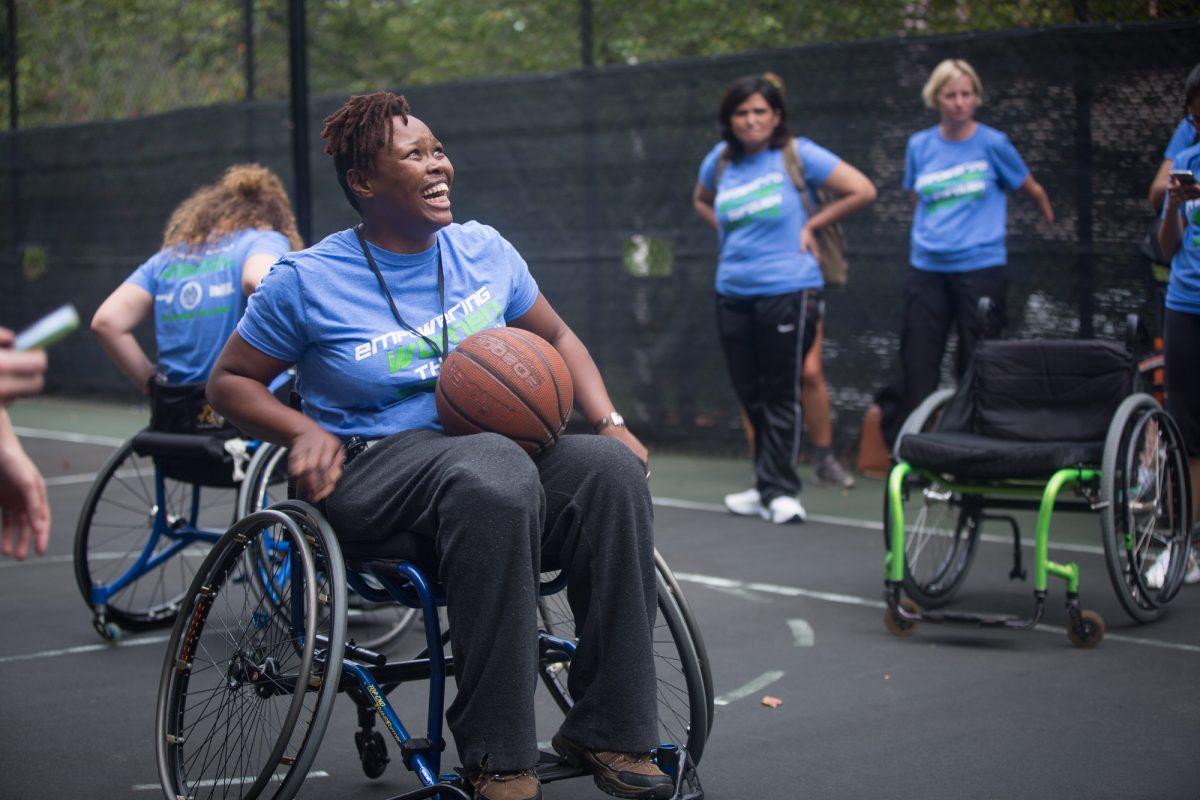 Emerging leaders in this year's Global Sports Mentoring Program participate in a workshop exploring disability in sport.