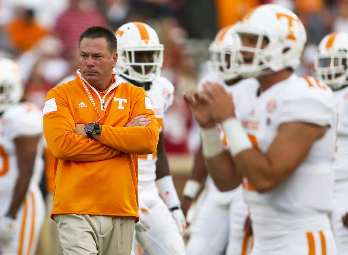 Butch Jones watches his Vols fight against Oklahoma on Sept. 13.