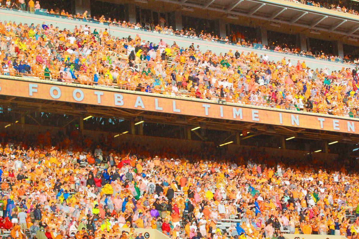 The mass of orange takes over Neyland Stadium at the sold out football game against Utah State on Sunday, Aug. 31.