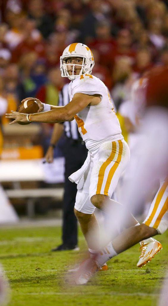 Senior Justin Worley looks to pass the football during the game against Oklahoma on Sept. 13.