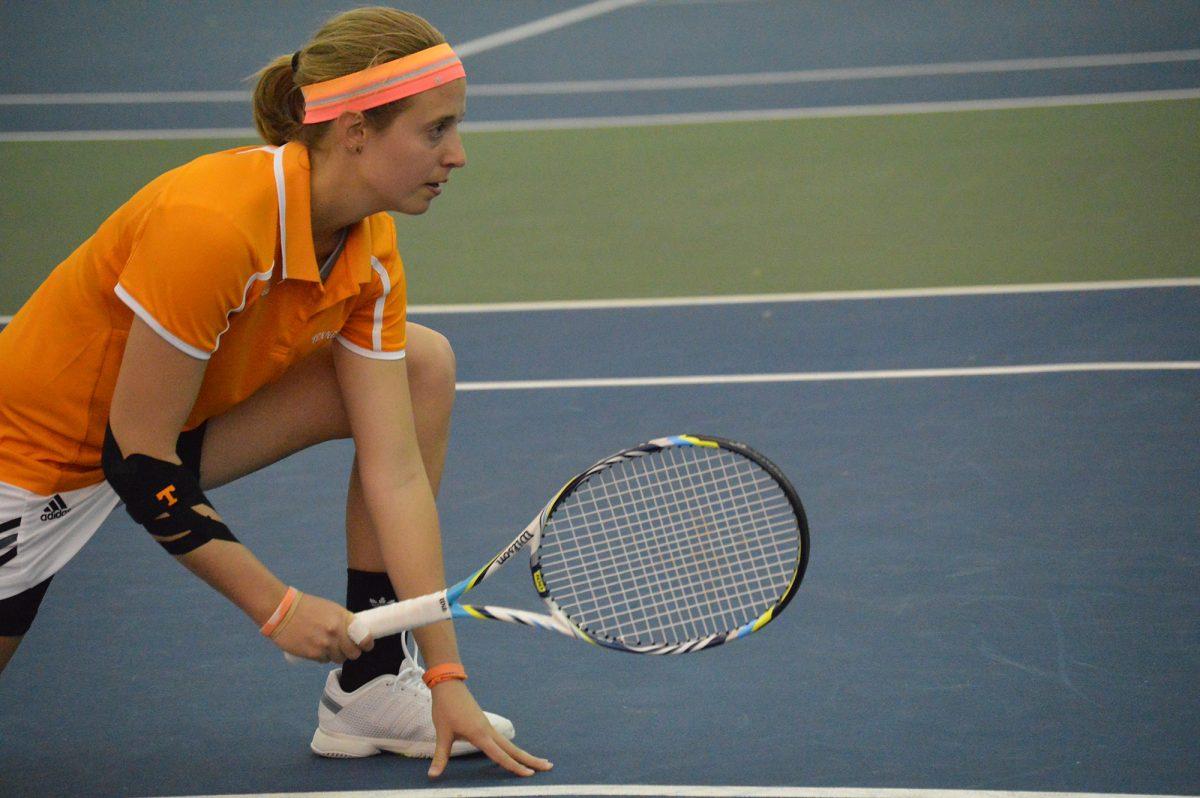 Caitlyn Williams waits for the serve on March 30, 2014.