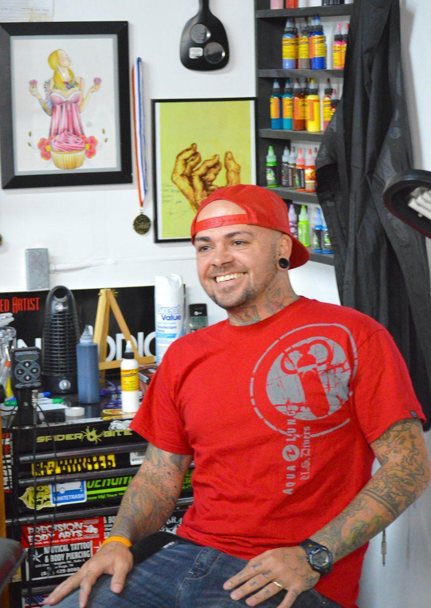 Tattoo artist Danny Fugate, owner of Ambition Tattoo, is known for his portrait work.