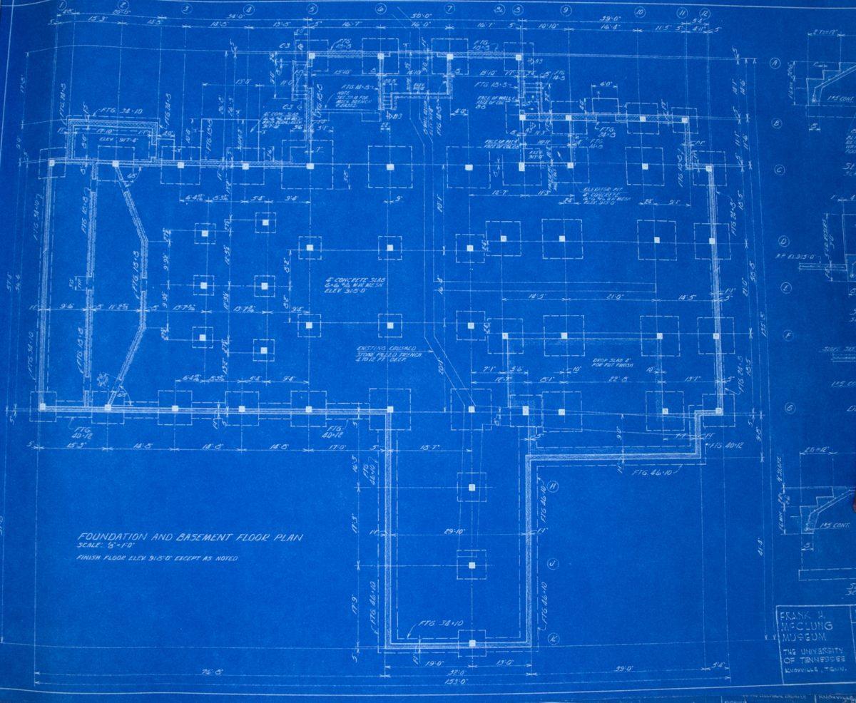 he long, skinny rectangle on the far left of the blue print of McClung Museum shows the space used as a fallout shelter.