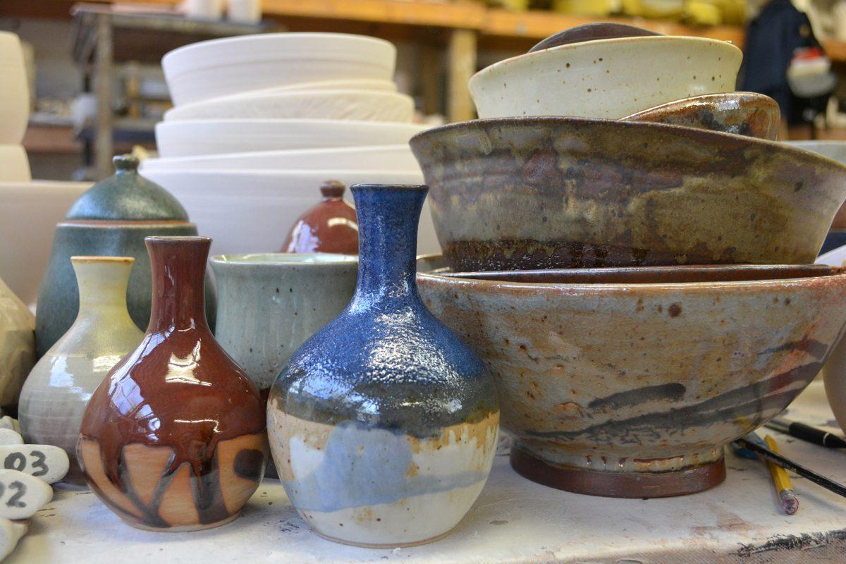 Pottery pieces for UT's Potters Club holiday sale that runs Wednesday and Thursday from 9 a.m. to 6 p.m. on the first floor of UT's Art and Architecture building.