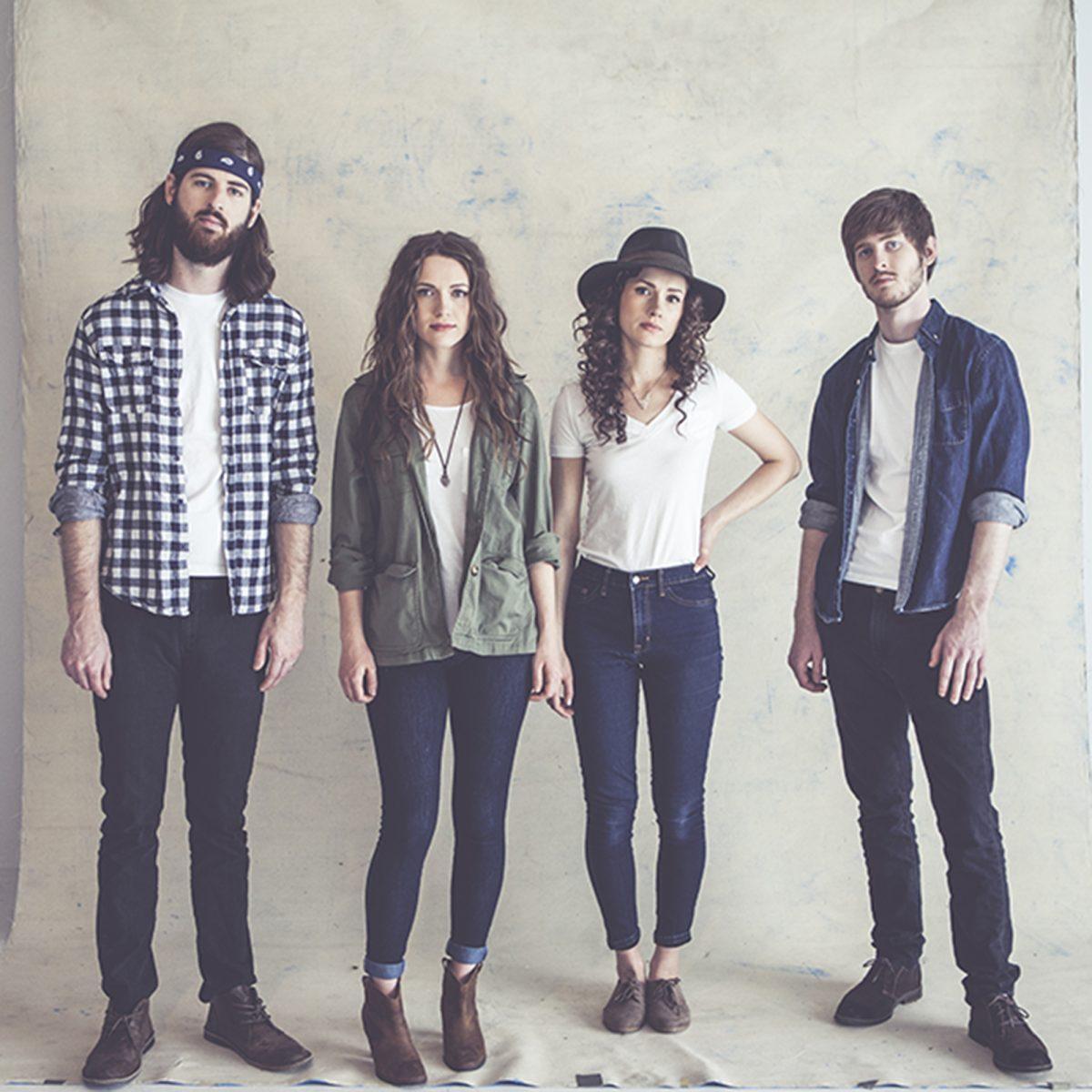 The Vespers is a band comprised of two sets of siblings: brothers Taylor (left) and Bruno Jones (right) and sisters Callie (left) and Phoebe (right) Cryar.