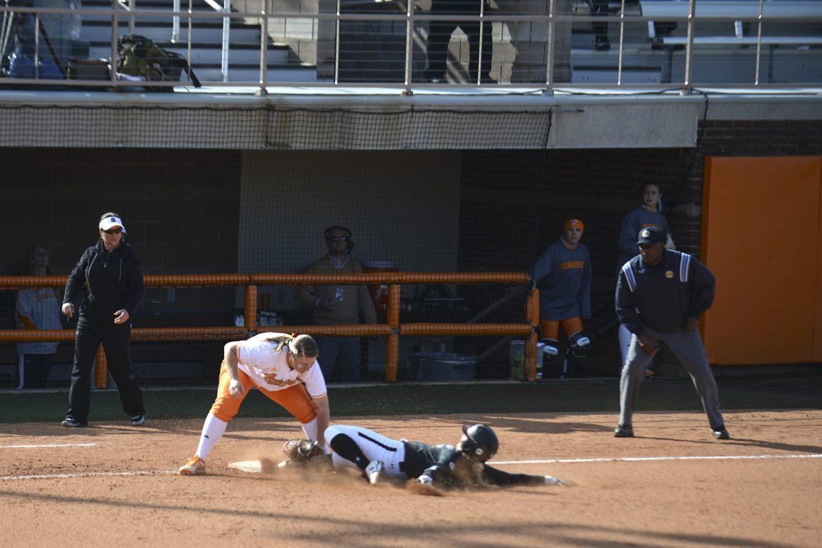 Taylor Koenig makes a play at third against South Carolina on March 23, 2014. Koenig moved to first base for the 2015 season.