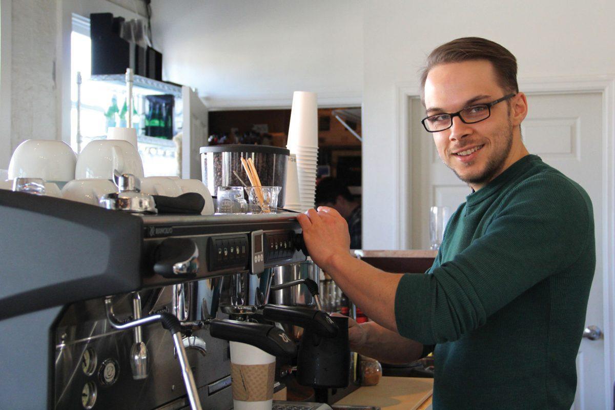 K Brew: Richard Clark has been working with coffee for 6-7 months. His favoite coffee to make is a pour over/Chemex, and his favorite to drink is espresso.