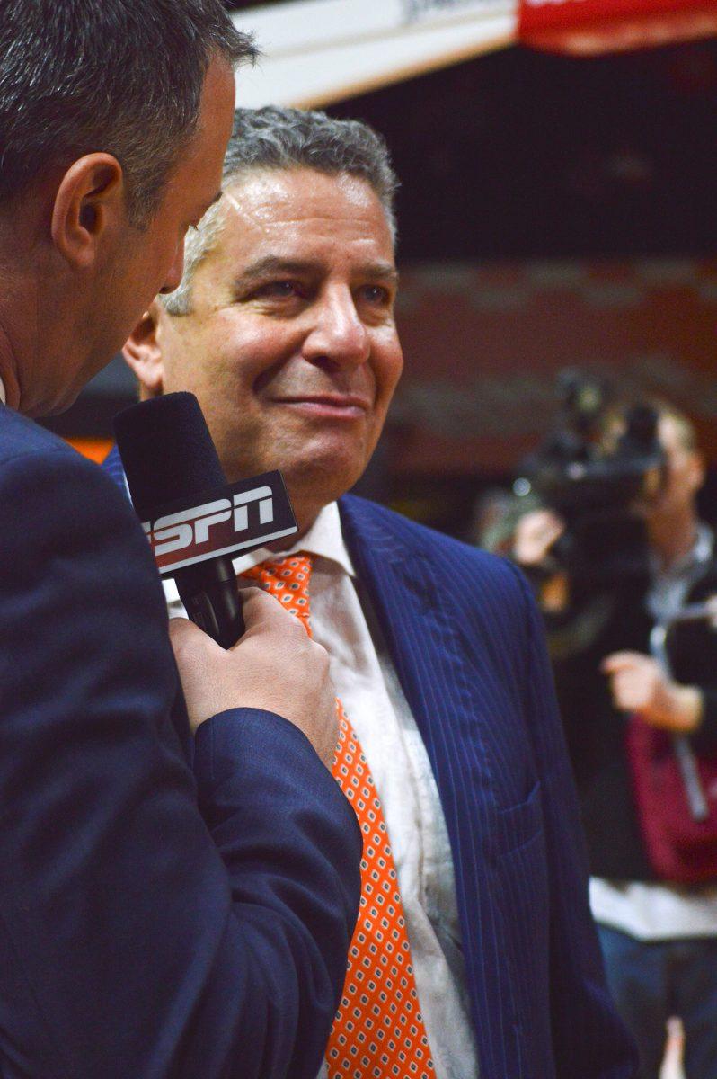 Former head coach Bruce Pearl speaks to media after the UT game against Auburn on Saturday.