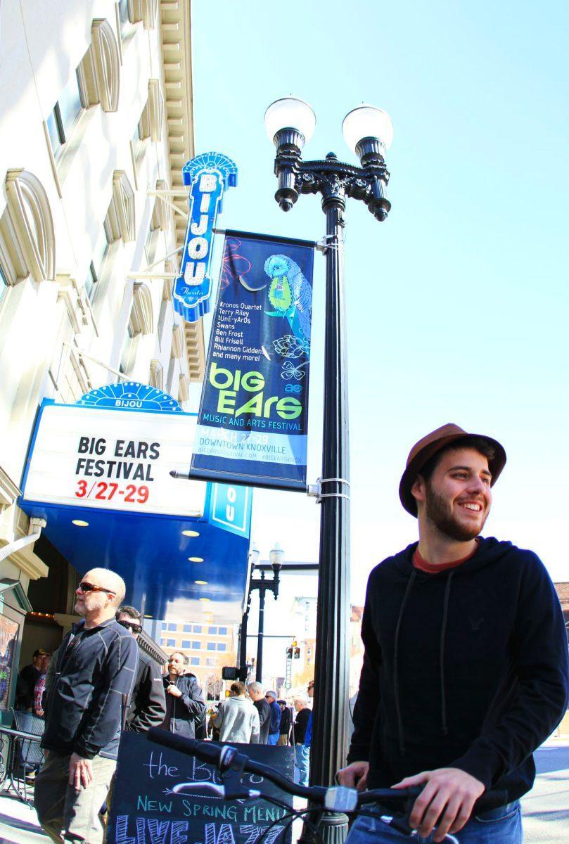 Fans hang around the Bijou Theatre for the Big Ears Festival.