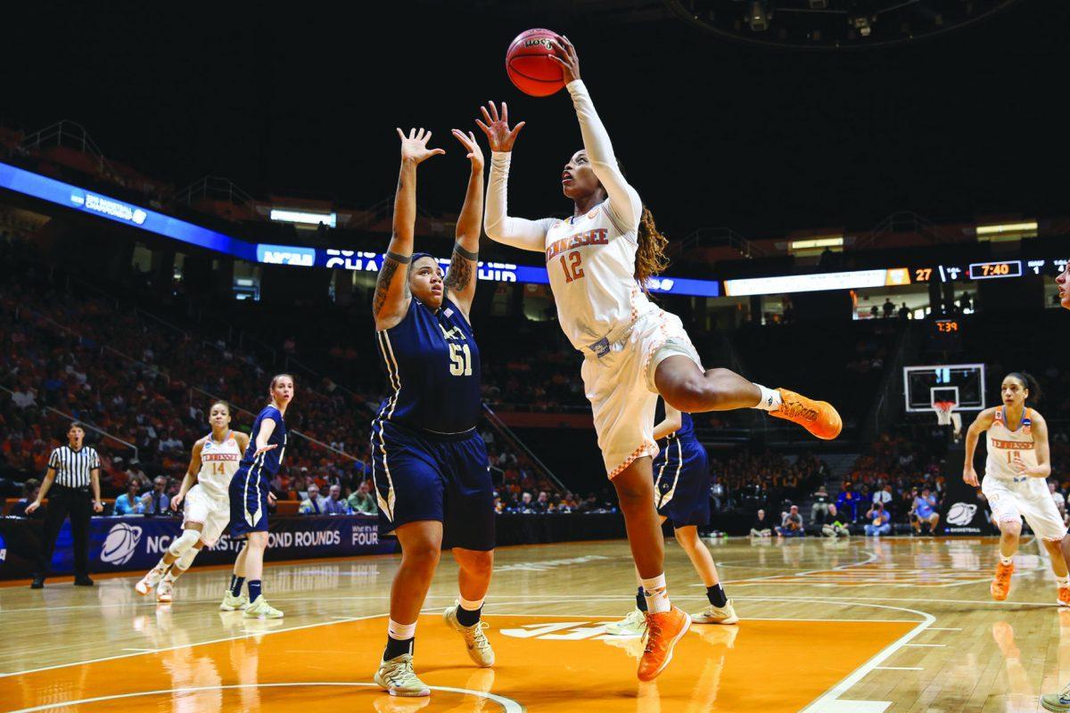 Junior forward Bashaara Graves goes for a lay-up during the Lady Vols game against the Pittsburgh Panthers on Monday.