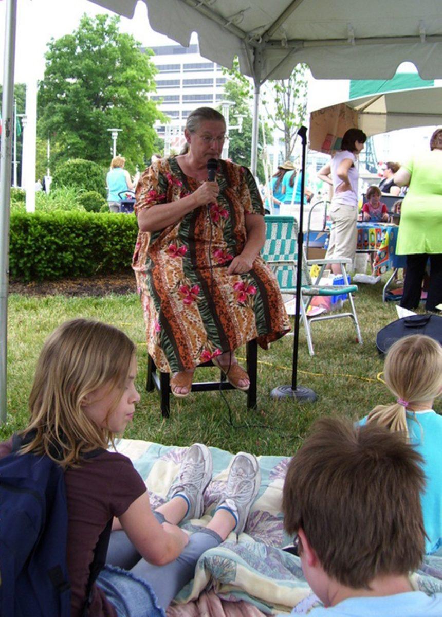 Kathleen Mavournin shares stories of folklore and fairy tale at local event.