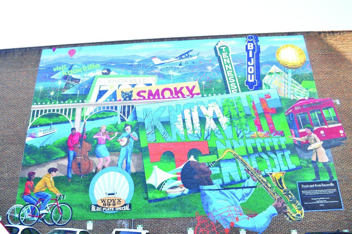 The Knoxville mural is proudly showing off different aspects of the beautiful city on Gay Street.