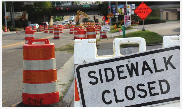 Construction near the Exxon station on Cumberland Avenue.