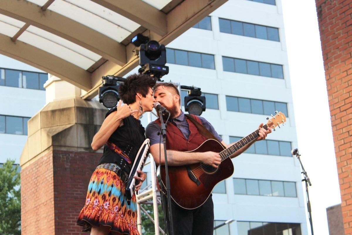 Husband and wife duet from The David Mayfield Parade performed in the middle of the Market Square stage.