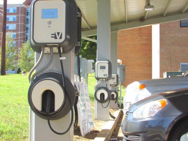 The electric car charging stations located around campus are operated by the Blink network.