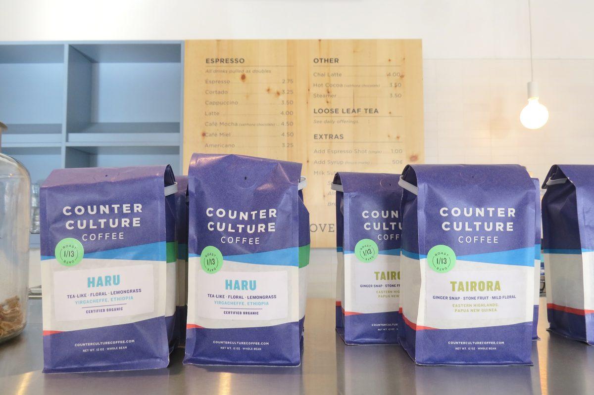 They offer several varieties of Counter Culture Coffee, roasted in North Carolina.