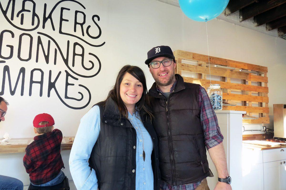 Sean and Sara Alsobrooks, owners of both Makers Donuts and Remedy Coffee, pose for a picture.