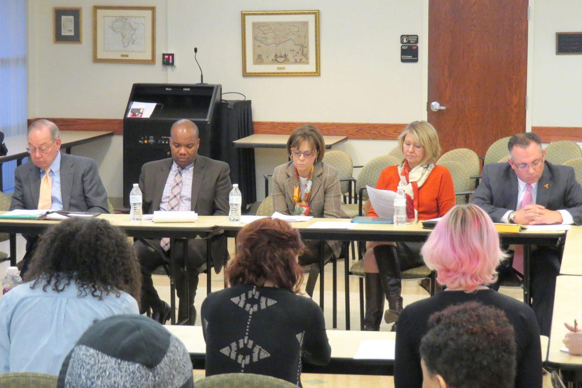 Many students sat in and attended the Diversity Meeting led by the Chancellor's Cabinet held at the Frieson Black Cultural Center.